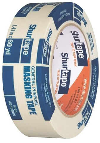 Shurtape CP 105 General Purpose Grade, Medium-High Adhesion Masking Tape, 24mm x 55m, Natural, 1 Roll (104466)