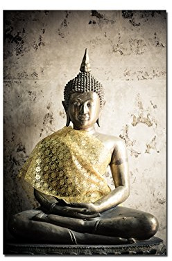 Paul Sinus Art 120x60cm - WANDBILD Buddha Thailand Statue - Leinwandbild auf Keilrahmen modern stilvoll - Bilder und Dekoration