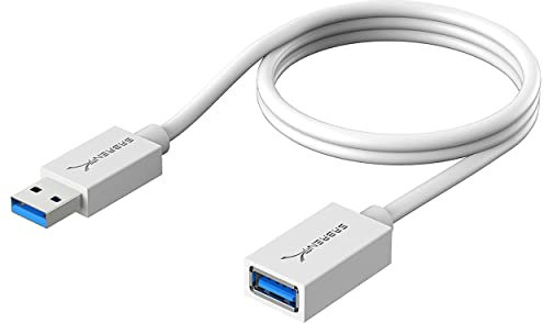 SABRENT Cavo Prolunga USB 3.2 Gen1 (0,9m) Maschio a Femmina, Cavo Estensione USB Trasferimento Dati e Ricarica per Hub & Chiavetta USB Disco Rigido Esterno Tastiera Mouse Stampante, Bianco (CB-303W)