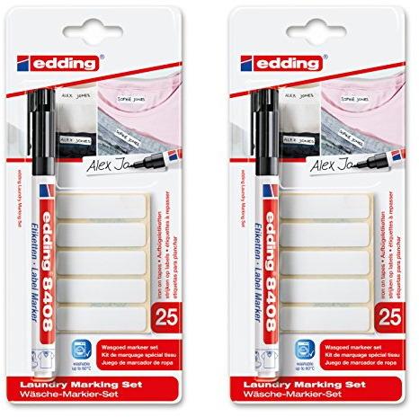edding Label Marker - Zum dauerhaften Beschriften von Textilien/Schuhen (Doppelpack Wäsche-Markier-Set)