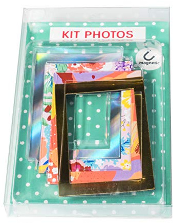 EXACOMPTA Ref 12352E - Marco magnético para Fotos (4 Unidades, 100 x 70 mm, Parte Trasera magnética para Colocar en frigoríficos y Otros Objetos metálicos), Varios diseños