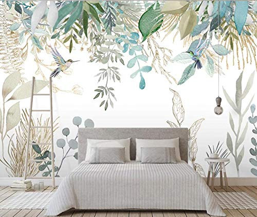 ZXCHEE Papier Peint Panoramique Les Plantes Tropicales Laisse Des Fleurs Et Des Oiseaux 300x210cm Papier Peint Intissé 3D Tapisserie Poster Decoration Murale Chambre Salon