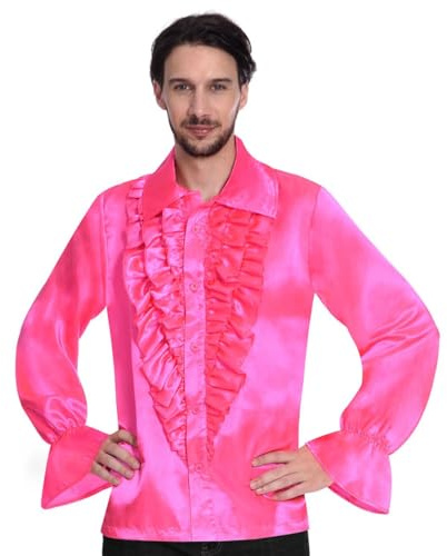 Chemise disco à volants pour homme des années 1970