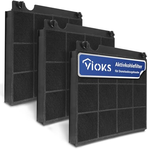 VIOKS 3x Aktivkohlefilter Dunstabzugshaube Ersatz für Elica Model15 | Kohlefilter, Ersatz für Wpro 484000008575 CHF15/1 Type15 MCFE01 902980045/6 197465 AH040 FCH160 49019595 9029793818