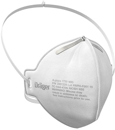 Dräger X-plore 1750 C N95 respirator mask made in the US | 20 NIOSH-approved respirators, universal fit