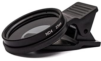 SYSTEM-S ND4 Lens 37mm Neutral Density Grey Filter with Clip for Smartphones in Black