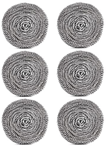 Stahlwolle Wäscher Reinigungsbürste Topfreiniger Edelstahl Scheuerschwamm Topfschwamm Stahlschwämme Hilft beim Entfernen von Schmutz zum Reinigen von Töpfen Pfannen und Geschirr 10cm (6 Stück)