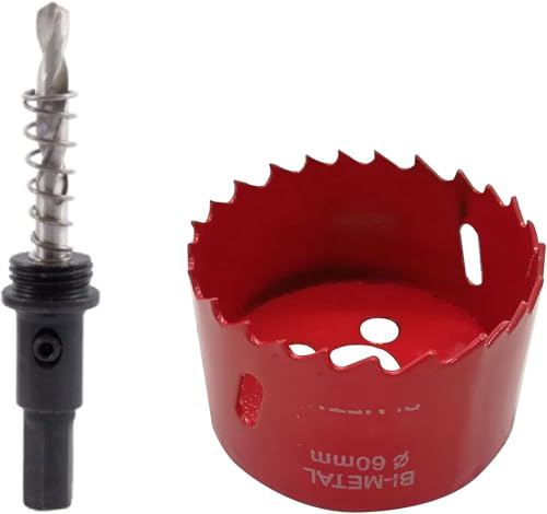 TUNEZ® Lochsäge M42 Bi-Metall Lochschneider Set mit Sechskant Dorn und Zentrierung Metallbohrer Lochsäge Kit für Holz Metall Gipskarton Eisenblech Rohr Kunststoff (60 MM)