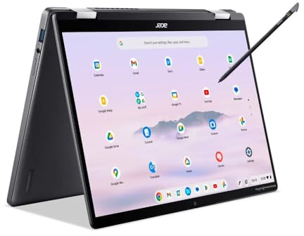 Acer Chromebook Plus Spin 714, CP714-1HN, Laptop, 14 Zoll WUXGA (1920 x 1200) 16:10 IPS Touchscreen, Intel Core Ultra 7, 16GB RAM, 512GB SSD, Grau, QWERTZ Tastatur.