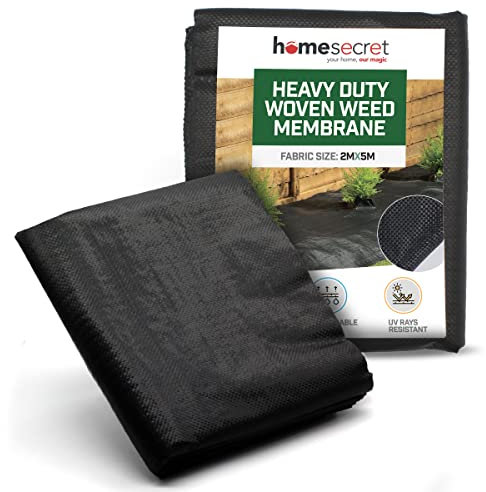 Homesecret 115 GSM Weed Membrane Heavy Duty - 2M x 5M Weed Control Membrane - Garden Membrane Weed Control - Weed Control Fabric - Landscape Fabric, Weed Barrier Fabric, Weed Matting - Black