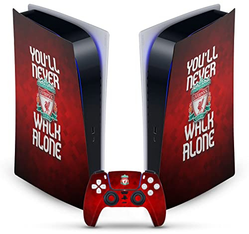 Head Case Designs Offizielle Liverpool Football Club YNWA Kunst Vinyl Frontplatte Haut Gaming Aufkleber kompatibel mit Sony PlayStation 5 PS5 Digital Edition Console and DualSense Controller