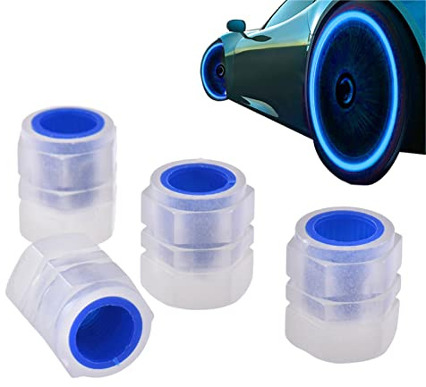 4 pezzi Tappi valvola pneumatici fluorescenti universali per auto, Fluorescente Cappucci delle Valvole, tappi antipolvere per pneumatici auto, Tappi Pneumatici Auto per auto camion SUV moto bici