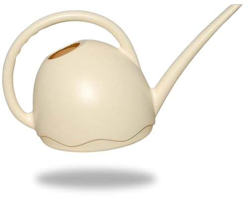 Plastia Gießkanne Klein für Zimmerpflanzen, 1,8 L, Beige | Blumengießkanne aus Kunststoff für Drinnen, Giesskanne Medusa mit langem Ausgießer