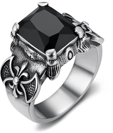 BOBIJOO Jewelry - Bague royaliste Unisexe en Acier Inoxydable élégance, durabilité, Pierre Noire pour Une beauté intemporelle - 63 (10 US)