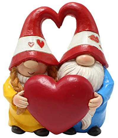 BESPORTBLE Ornements De Nains De Jardin en Résine Délicate pour Extérieur, Décor Artisanal De Couple Amoureux, Statue De Gnomes pour Pelouse Et Cour, Décoration De Scène Romantique Cœur