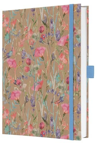 SIGEL JN853 Notizbuch A5 liniert, dickes 100 g Papier, Geschenkbuch Jolie, Hardcover aus Kraftpapier, 192 Seiten, Pure Wildflowers, vegan, aus nachhaltigem Papier