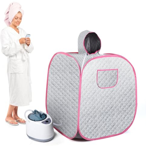 ConBlom Portable Steam Sauna, Personal Full Body Sauna Spa with Remote Control, Indoor Sauna Room with Folding Chair, Lightweight Steam Cabin Foldable Home Sauna Tent Kit