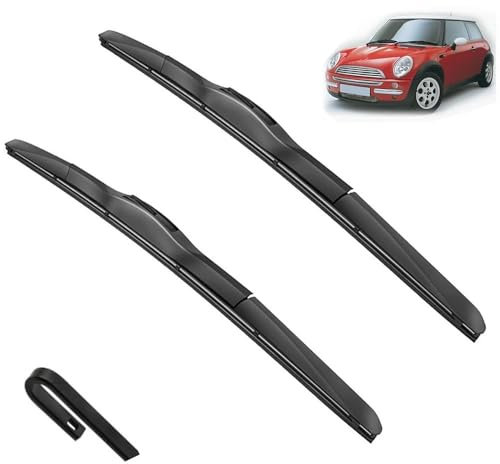 Rain wiper Front Rear Wiper Blades Kit Compatible with MINI Cooper R50 R53 2002-2006 Window Windscreen Windshield Fit U Hook Arm Delete Cover Refill, All-weather wiper blade (Color : Front, Size