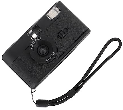 KONTONTY Appareil Photo Flash Intégré Réutilisable Vintage en Abs Noir sans Batterie Compatible Pellicule 35mm pour Photographie Rétro