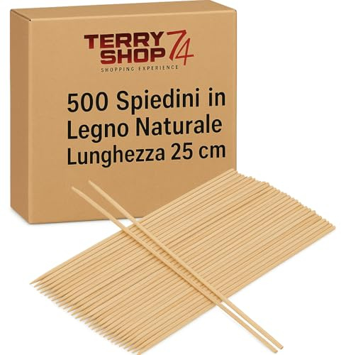 500 Grillspieße aus Bambus 25 cm – lange Holzstäbe für Kebab-Spieße, Grillen, Catering und Street Food – ideal für Lebensmittel