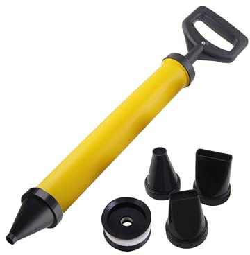 ONLISUM Pistola per fughe per malta con 4 ugelli, 1 pistone di gomma di ricambio, pressa per malta, pompa per malta a mano, con accessori, siringa per malta e cemento fai da te