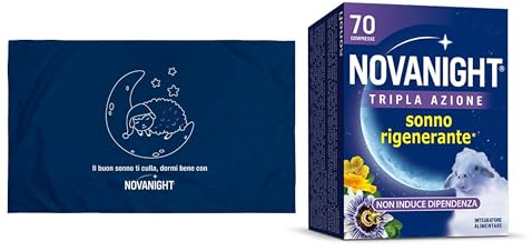 Novanight Tripla Azione Melatonina per Dormire, 70 Compresse + Federa