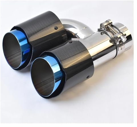 UTOYA Endrohr 1PC Edelstahl Gerade Flansch Schalldämpfer Spitze Auto Auspuff Endrohr Matt Carbon Faser Auspuffrohr (Size : 63-89MM)
