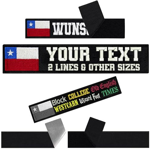 Flaggen Patches personalisiert mit Klettverschluss - Flagge Patch Klettpatch - Aufbügler Aufnäher mit Klett - individuelles Namensschild - Klett Patch (Chile individual Patch black)