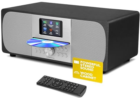 LEMEGA MSY6 Chaîne Hi-FI Stéréo Bluetooth (Dab+, Lecteur CD, 100W, Meuble en Bois Acoustique, Système Stéréo Puissant, USB, AUX, Radio FM, Transmission Bluetooth, 40 Présélections) Anthracite
