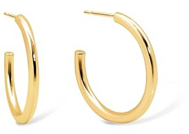 SINGULARU - Pendientes Aro Tube. Acero con Acabado en Baño Oro de 18Kt. Macizos Con Cierre Tuerca a Presión. Joyas para Mujer