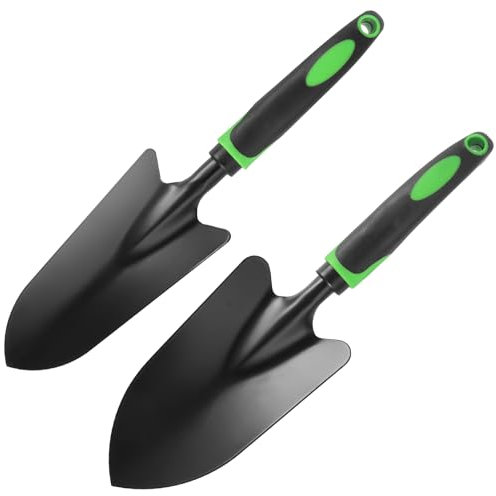 EclipseGuard 2 Stück Rostschutz Gartenschaufel aus Kohlenstoffstahl 32 cm Gartenschaufel Klein Schaufel Garten aus Stahl Pflanzschaufel mit Weichem rutschfeste zum Pflanzen, Umpflanzen, Jäten