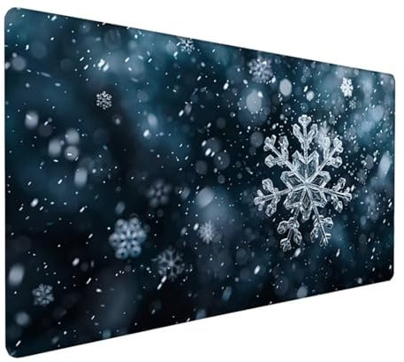 Schwarz Schreibtischunterlage Schneeflocke Mousepad Groß 1000x500x3 mm XXL Mauspad Wasserdicht rutschfest Gummibasis, für PC MacBook und Laptop Mousepad Gaming Zubehör für Büro Deko Aesthetic Z-942
