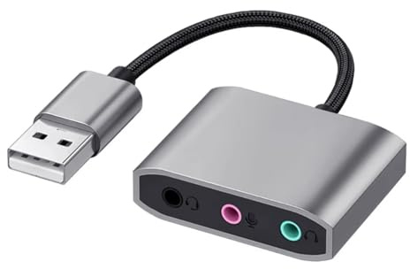 Inkoby Carte son USB externe 3 en 1 avec prise jack 3,5 mm pour micro, haut-parleur, casque, PC, ordinateur portable