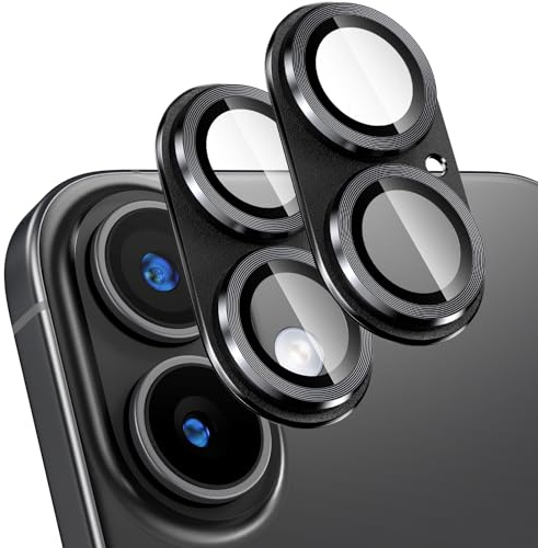 Giftorld [2 Pack Camera Lens Protector for iPhone 16/16 Plus, 9H Tempered Glass,Aviation Aluminum Plate Cover,Night Circle,HD Clarity,Case Friendly,Easy Installation-Black