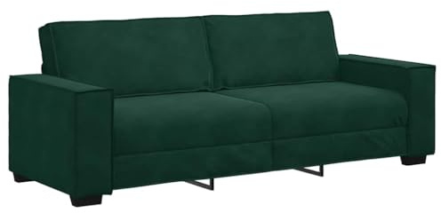 vidaXL Sofá de 3 plazas Terciopelo Verde Oscuro 220x78x84 cm, sofá, sofá de Tres plazas, sofá de 3 plazas de Terciopelo, sofá de 3 plazas