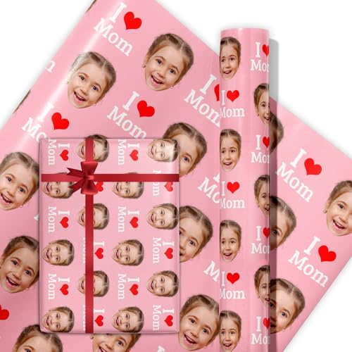 Geschenkverpackungspapier Personalisiertes Foto Geburtstag Lustige Benutzerdefinierte Gesicht Körper Geschenkverpackung Verpackungspapier Rolle 2 Rolls, 74x51cm