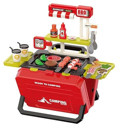 OBEST EIN simuliertes Grillspielzeug mit 51 Zubehör,BBQ,Küche Spielzeug Set,Barbecue