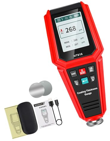 Car FE & NFE Paint Gauges Coating Thickness Meter Gauges with LCD Display Rechargeable 0-1500μm Digital Thickness Gauges