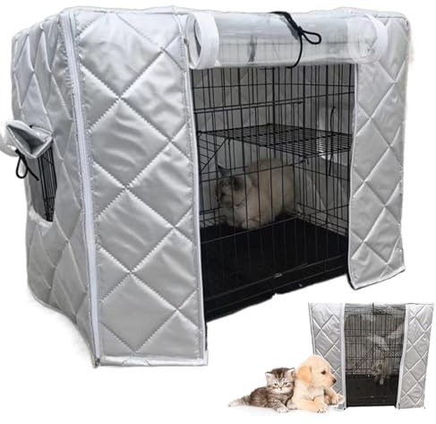 Housse de cage imperméable pour chien avec rideau de porte – Housse de niche durable et coussin de rechange pour chiens de petite, moyenne et grande taille (125 x 95 x 115 cm) – Fournitures idéales