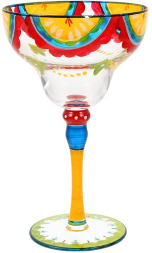 VALICLUD Painted Margarita Glass Hand-Decorated Crystal Glassware Artistic Cocktail Glass Table Decoration Fruit Motif Unique Barware for Home Use