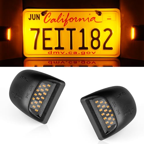 LivTee LED License Plate Light Assembly, Tag Light Fits Chevy Silverado 1500 2500 3500 1999-2013, Tahoe, Suburban, Fits GMC Sierra, Yukon XL, Cadillac Escalade, Car Accessories, Amber