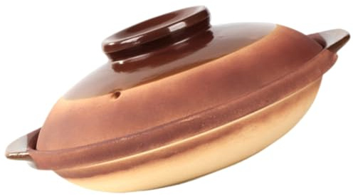 Hemobllo Casserole Terre Cuite Résistante Chaleur pour Cuisson Maison Pot à Ragoût Traditionnel avec Poignées Doubles pour Mijoter Soupes et Riz Au Feu Vif