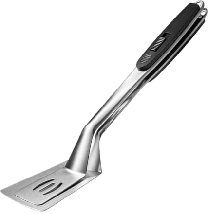 Espátula con bloqueo de acero inoxidable 2 en 1 - Pinzas para barbacoa para parrilla | Pinzas de metal Accesorios para parrilla de barbacoa | Para filete, pescado, comida, freír, cocinar, cocina