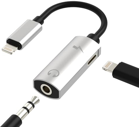 for iPhone Headphone Jack Adapter(2in1)Lightning Aux 3.5mm Cable Audio Charger Charging Splitter Connector Adaptor Earphone Converter Port Dongle for Apple MFI certified 14 13 12 Pro Max for iPad Car