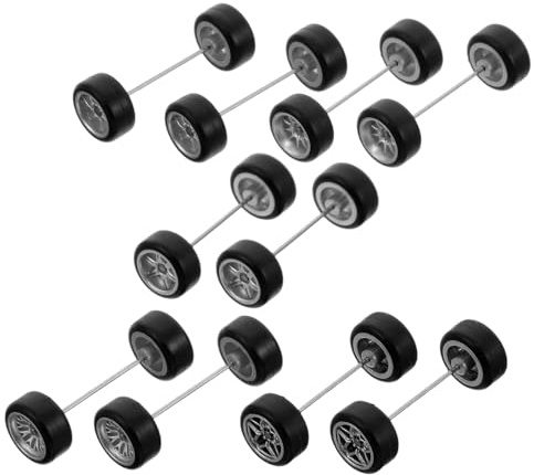 Healifty 1/64 Scale Diecast Model Car Wheels Set Silver Rubber Tires with Five-star, Tree-spoke B, Ten-spoke, Seven-spoke, and Six-spoke Rims Replacement Rc Car Wheels for DIY Model