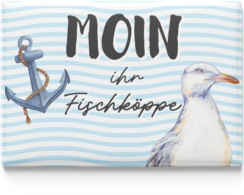 LANOLU Kühlschrankmagnete lustig- Moin Ihr Fischköppe -lustige Magnete mit Sprüchen und witzigen Motiven 8x5,5cm
