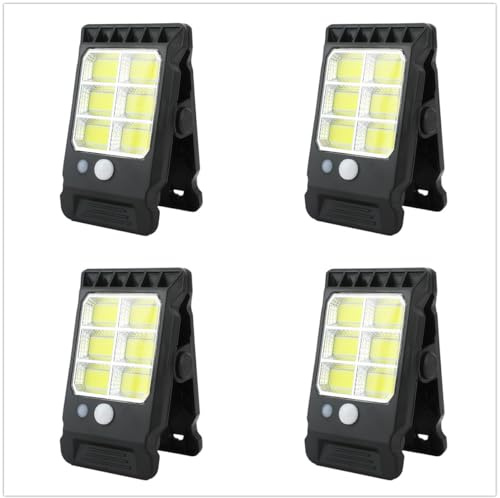 Mixtooltoys Clip On Solar Lights Outdoor with Motion Sensor,4 Pack Solar Fence Lights with 24 LED,IP65 Waterproof Security Light for Deck, Gutter, Camping,Patio Wall Light Fixture (COB Style)