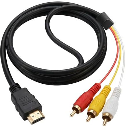 Flomiara RCA auf HDMI Adapter, HDMI zu RCA Konverter Chinch Kabel 1,5m, 1080P Kompatibel mit TV, Projektor, DVD, Home Cinema & Streaming Devices, RCA Kabel für Heimkino, Audio Video Übertragung