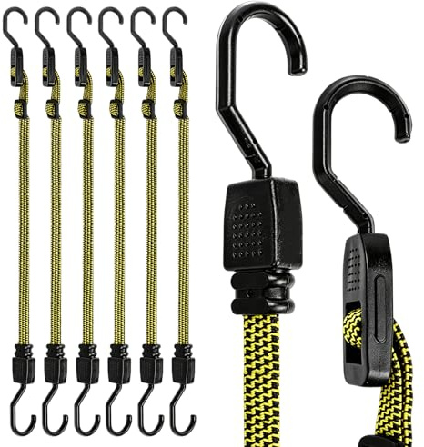 Verstellbarer Spanngummi mit Haken 120 cm Flach-Gepäckspanner 6 Stück | Metallhaken, Wetterfest, UV-Beständig, Expander für Dachträger, Camping