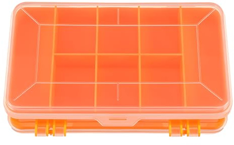 8 GridsHardware Box-Organizer, Double-Side Hardware Box Storage, Portable Small Parts Screw Hardware Organizer, Screws Storage Box, Multifunctional Storage-Tool Case for Nuts, Screws (Orange)